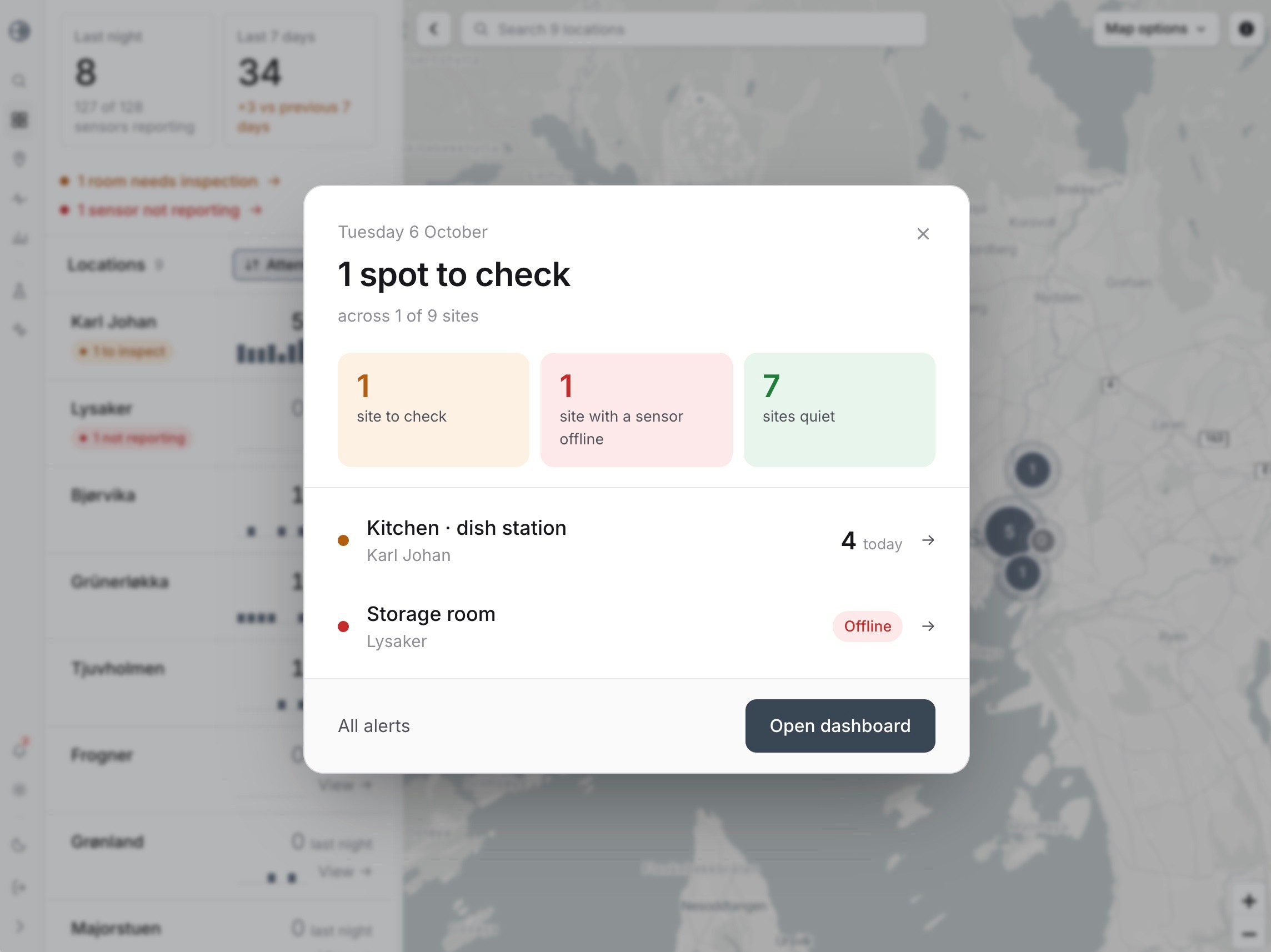 The EntoSense morning report: the spots to check today, over the dashboard